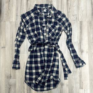 Plaid Button-Up Shirt Dress